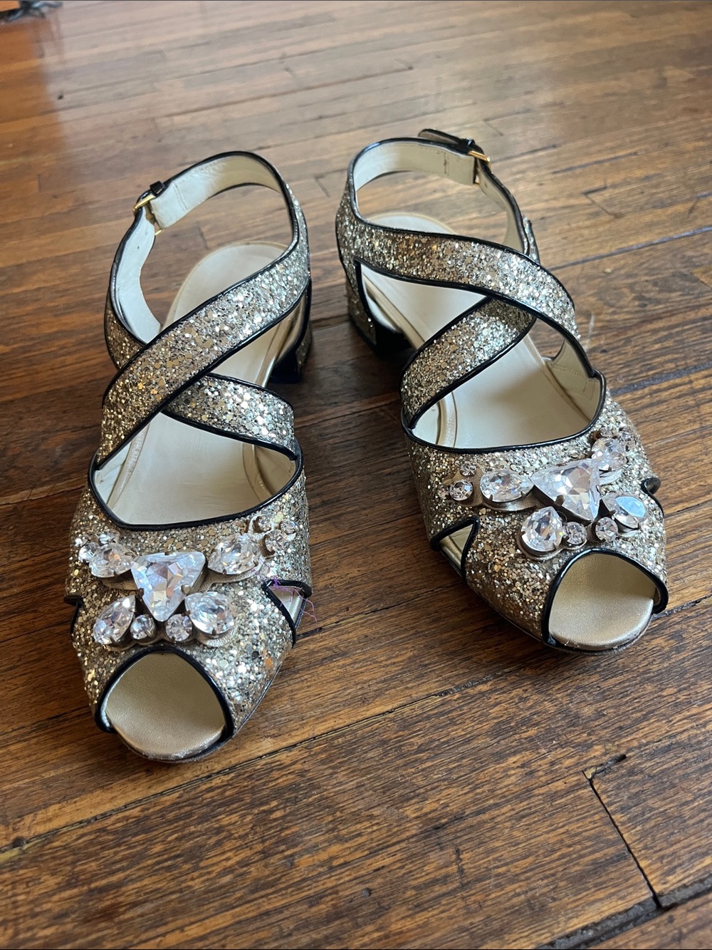 Miu Miu glitter sandals— size 41. These are gorgeous!